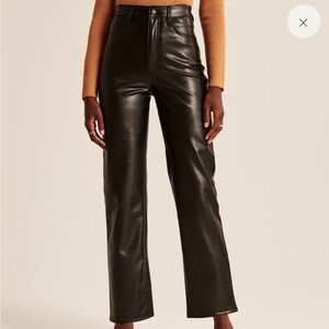 Abercrombie & Fitch Vegan Leather Ankle Straight Ultra High Rise Pants